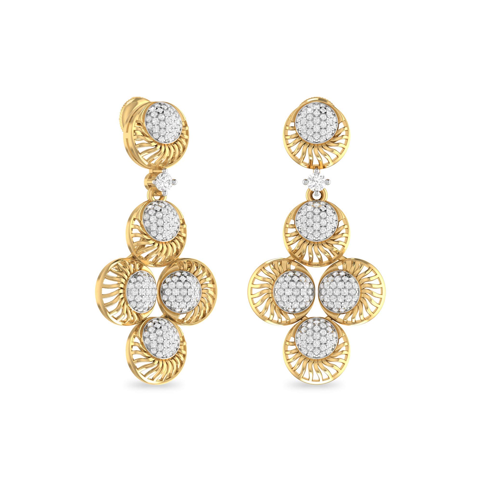 Yellow Gold and Solitaire Stud Earrings for Women-image-34