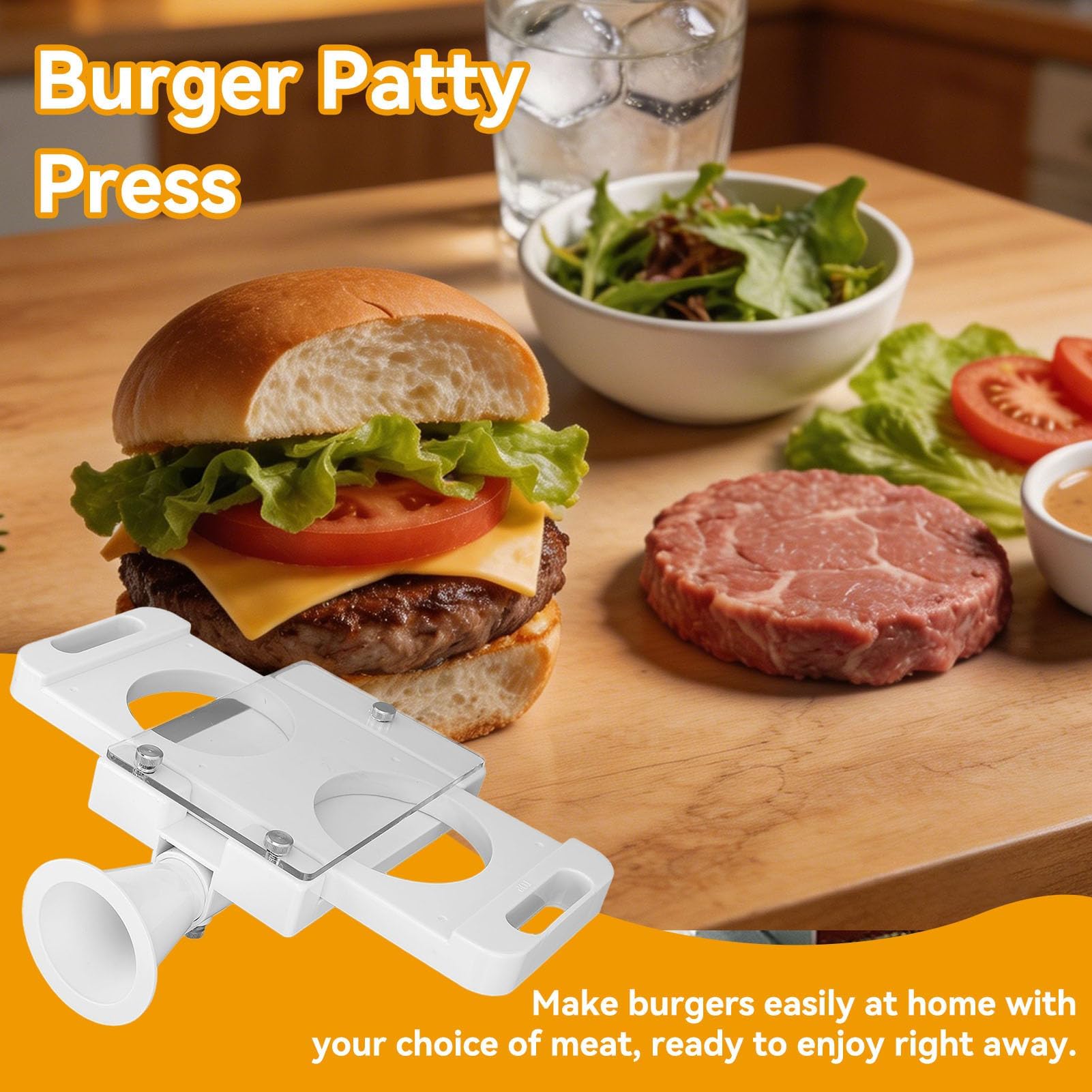Agatige Prensa para Hamburguesas, Antiadherente, 2 Agujeros, ABS, Prensa de Carne para Hamburguesas, Molde para Hamburguesas rellenas para Asar, Hamburguesas rellenas, Deslizadores