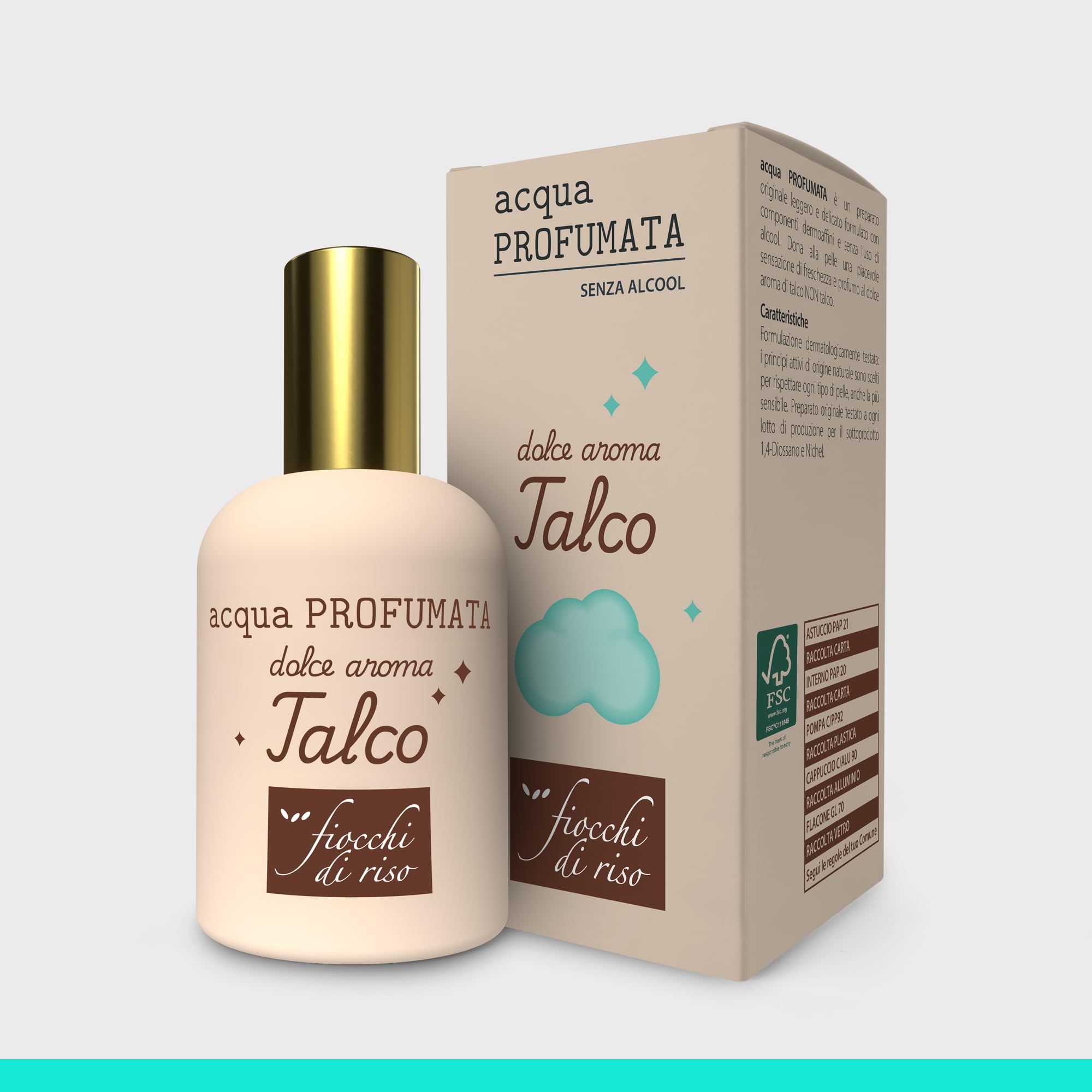 Fiocchi di Riso - Acqua Profumata TALCO - 50ml - COLONIA - Dona alla cute una delicata profumazione
