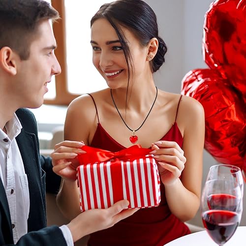 Miniatura 2 de Omlisca Regalos para el día de San Valentín, paquete de 12 collares con dije en forma de corazón rojo, regalos de fiesta de cumpleaños, bolsas de