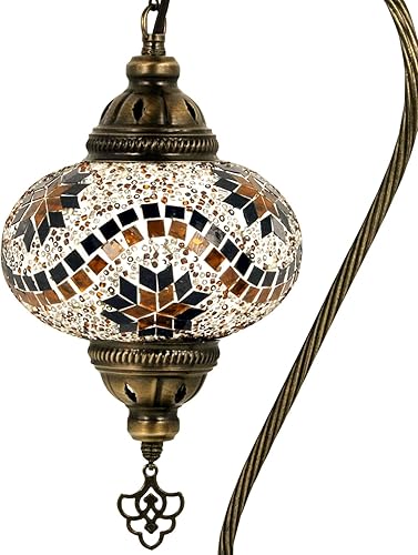 Miniatura 8 de 10 Variation Mosland Home Turkish Lamp Mosaic Table Lamps  Turkish Moroccan Lamp with Bronze Base  Handmade Swan Neck Tiffany Night Lamp  Mosaic