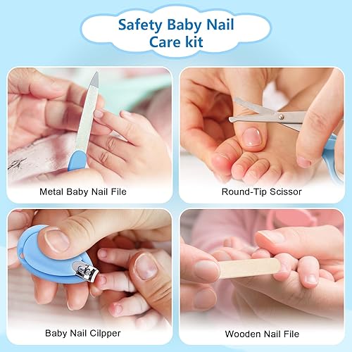 Miniatura 5 de Megainvo Kit de aseo para bebé, kit de cuidado de 24 piezas, juego de recortador de uñas para bebé con luz, kit de cuidado esencial para recién