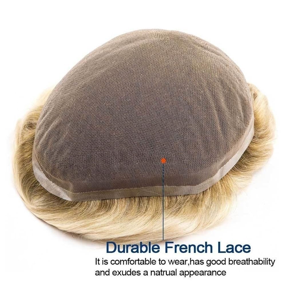 Men's Toupee 4/613 Protesi for capelli da uomo Ombre con capelli umani europei, toupee for uomo con base in pizzo francese completo