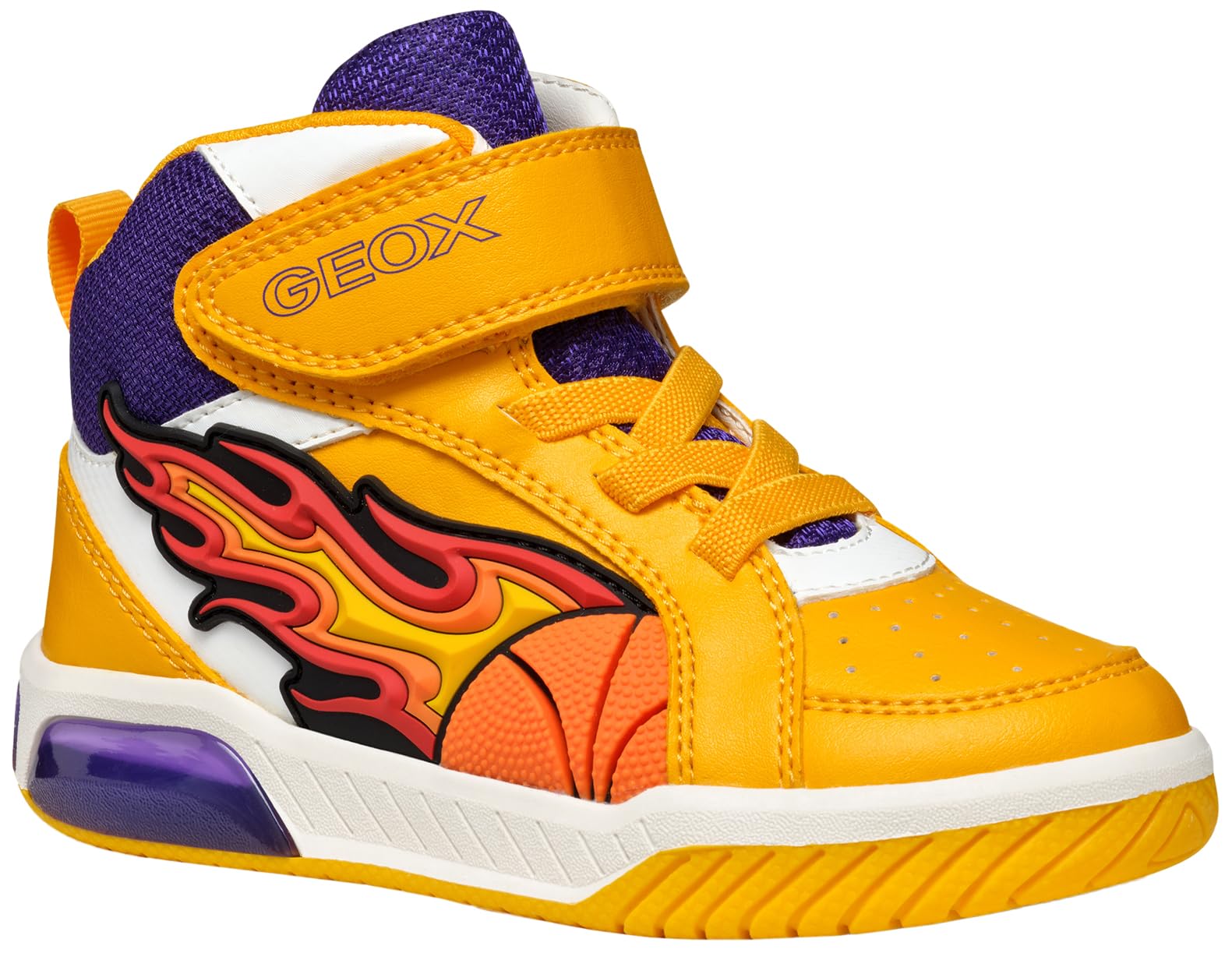 Geox J INEK BOY Sneaker, Yellow/Purple, 2.5 UK Child