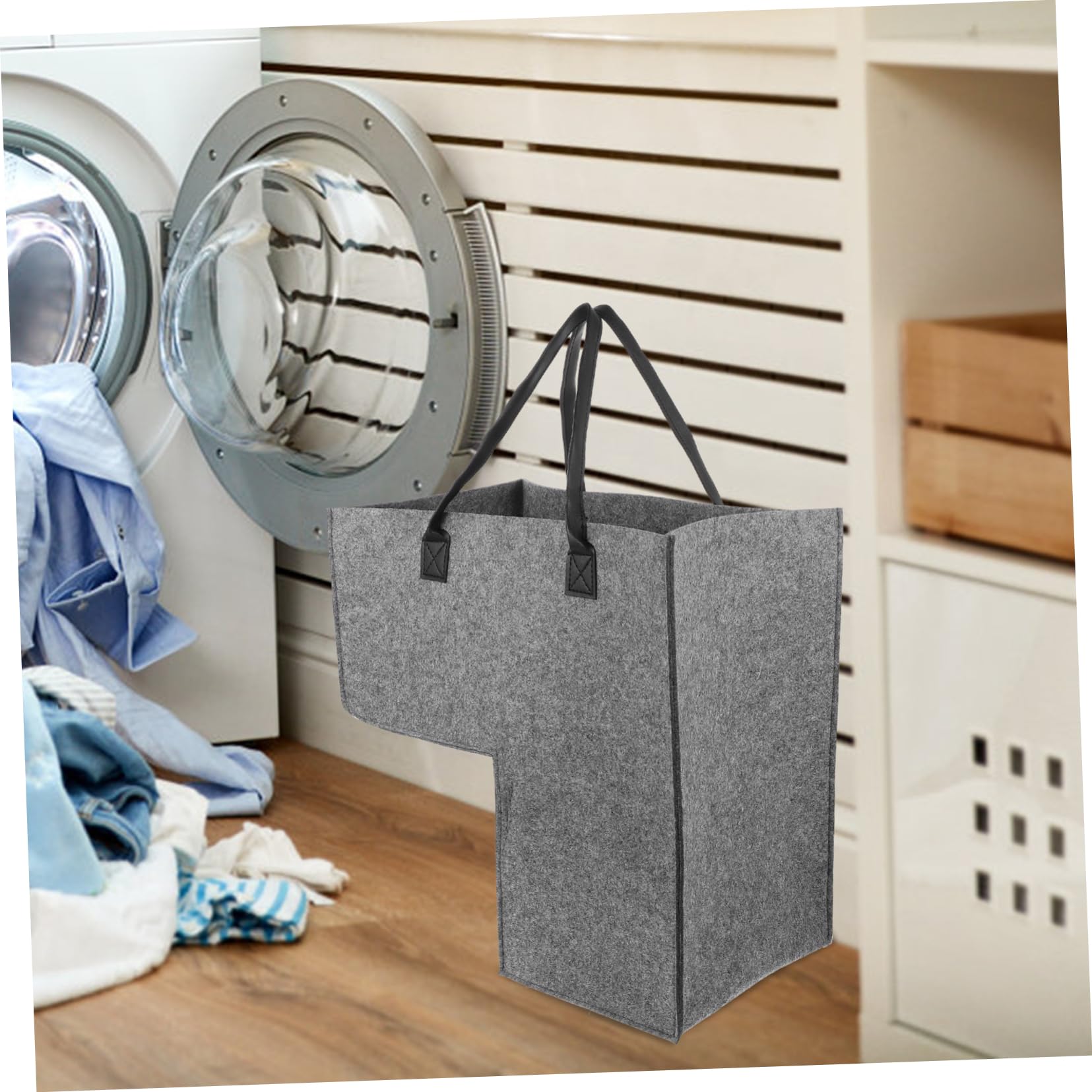 Cestino Portaoggetti L-Shape Per Scale in Feltro Cesto Per Biancheria E Giocattoli Organizzatore Moderno Per Casa in Grigio Scuro - Capacità Versatile Per Ogni Angolo