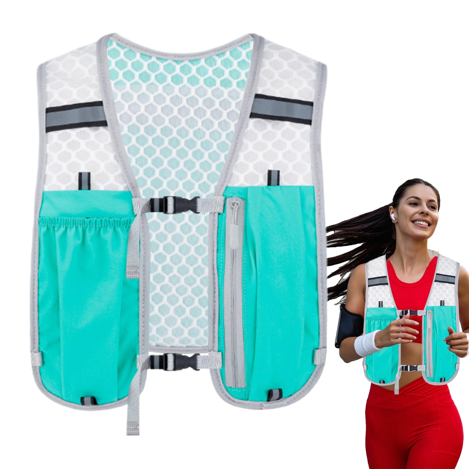 Gilet d'hydratation de course à pied, gilet de course respirant avec plusieurs poches, élastique, léger, stable, poche poitrine pour homme et femme, randonnée, marathon, course et camping