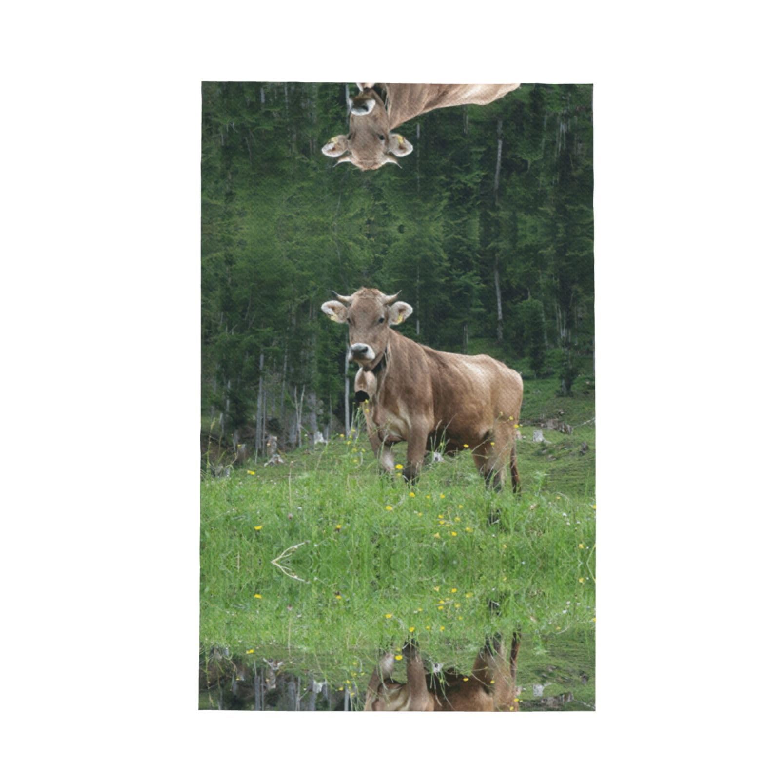 Uusnwaa Real Swiss Cow Brown Printed Waffle Microfiber Kitchen Towels