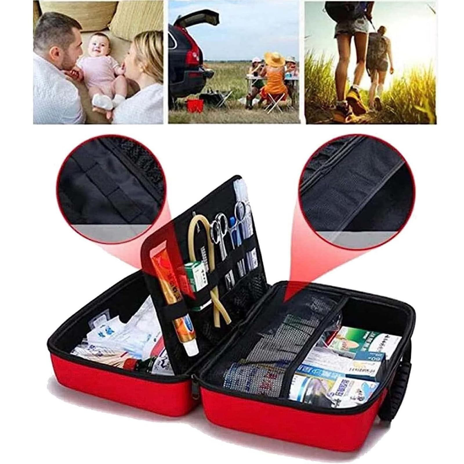 Botiquín De Primeros Auxilios para Viajes, Cuidado De Emergencia Esencial para Campamentos Y Caminatas, Ideal para Automóvil, Hogar, Bote, Escuela, Campamento, Oficina