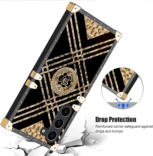 Miniatura 7 de KuDiNi Funda para S23 Plus, Galaxy S23 Plus para mujer, funda cuadrada a prueba de golpes, TPU retro, elegante, clásico, borde de lujo, protección