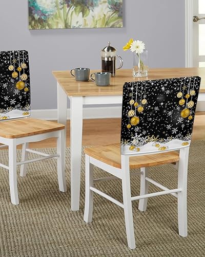 Miniatura 5 de Paquete de 4 fundas de respaldo de bolas de Navidad para sillas de comedor, lavables, extraíbles y lavables, protector de silla para boda, fiesta,