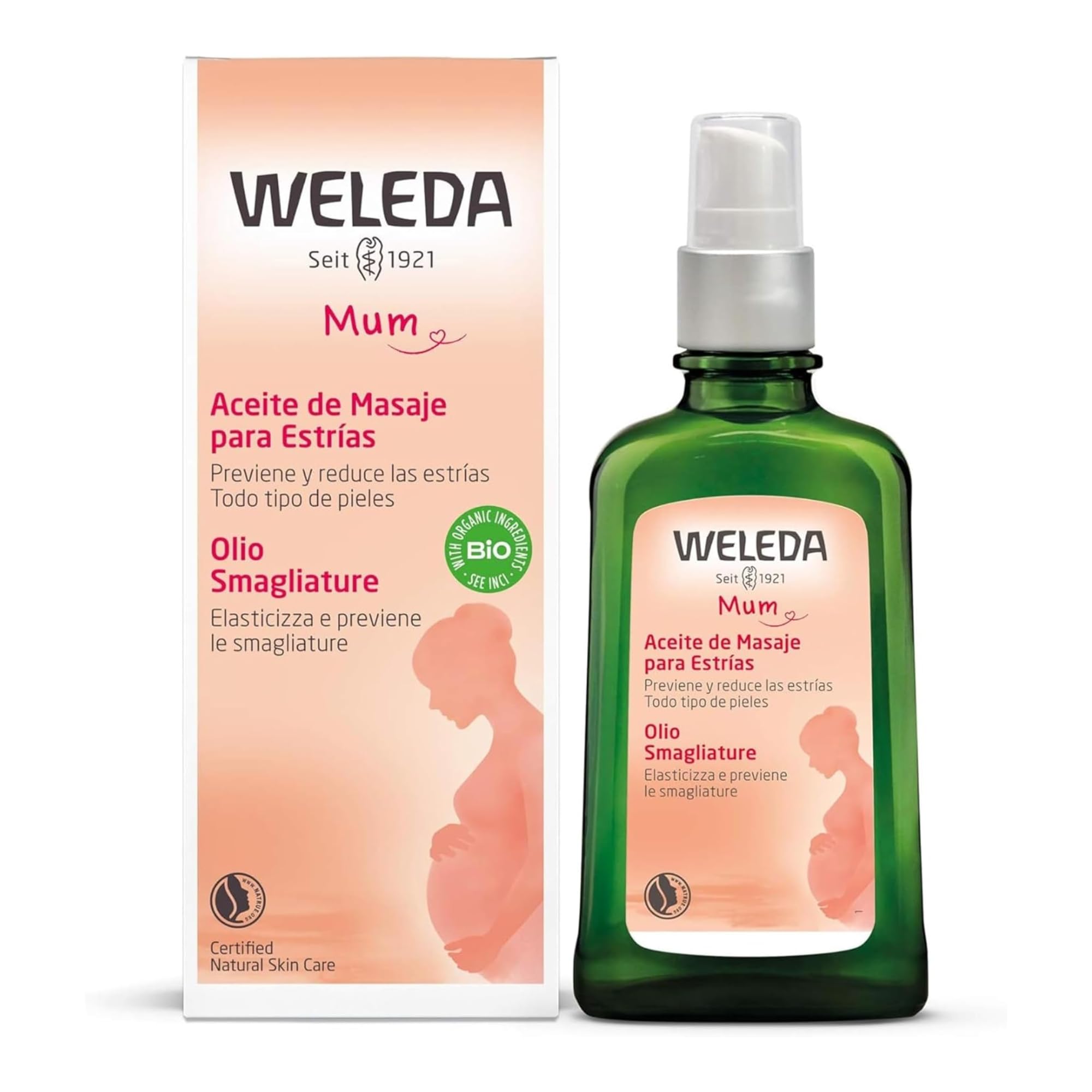 Weleda – Aceite de Masaje Antiestrías Embarazo, Mejora la Elasticidad de la Piel y Ayuda a Reducir la Apariencia de Estrías, Hidratación y Cuidado Corporal - 100 ml