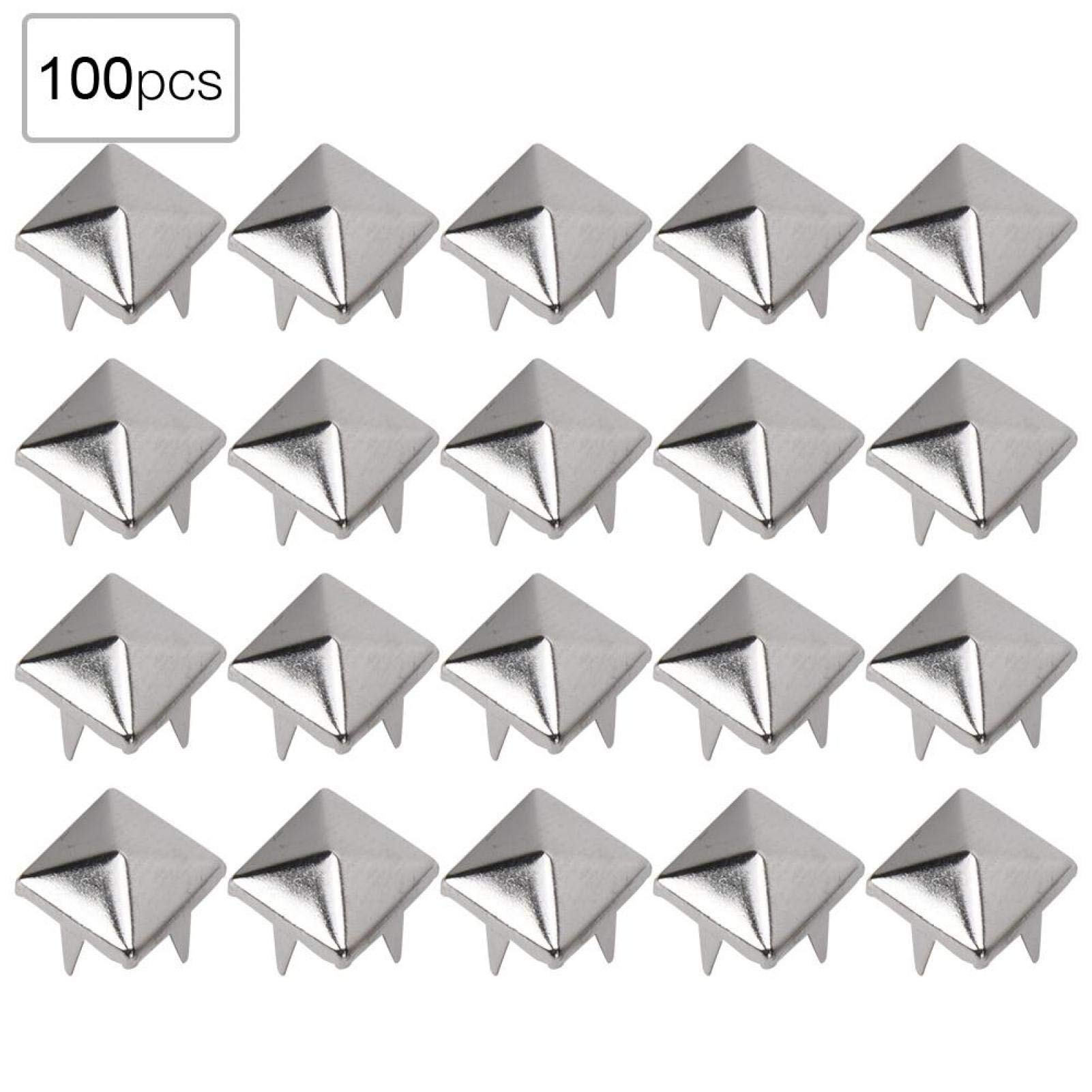100 Remaches Cuadrados De 4 Garras - Decoración Metálica, Aleación De Zinc, Plateados