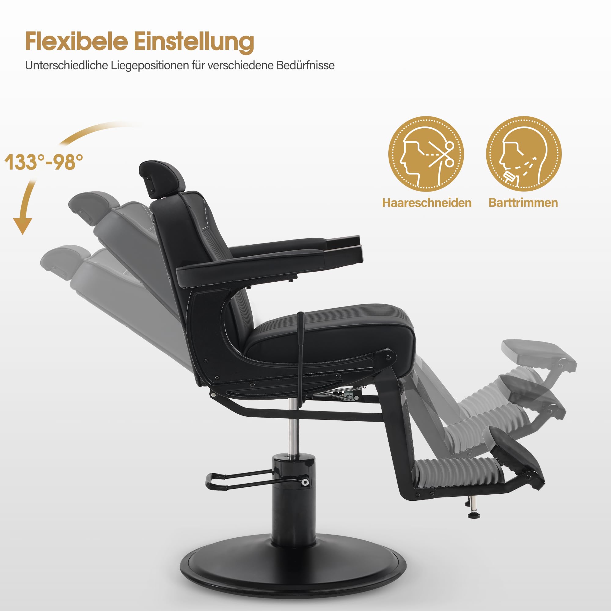 Barberpub Sedia da parrucchiere 3822 (nero)