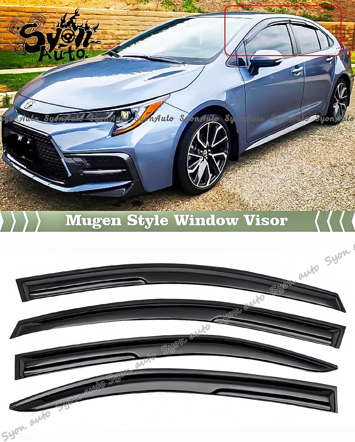 FITS 2020-2025 Toyota Corolla Sedan JDM 3D Mugen Style Window Visor RAIN Guard Vent