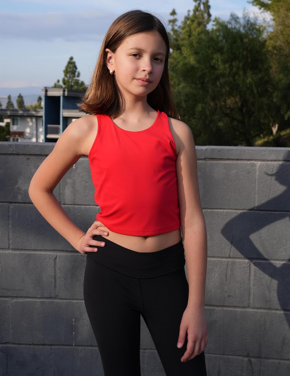 Zaclotre Girls Tank Tops Sleeveless Racerback Crop Tops Double Lined Athletic Shirts for Dance Yoga Workout Kids