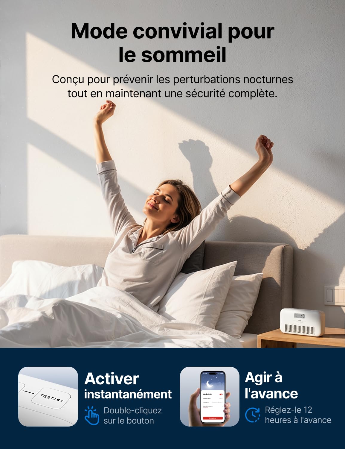 X-Sense Détecteur de Monoxyde de Carbone Connecté avec Alertes Vocales Français, Détecteur de CO avec Moniteur de Température et d'Humidité, Batterie Remplaçable, Niveau de Pic CO Historique, XC0M-iR