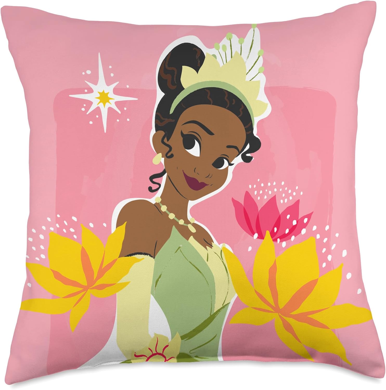Disney Princess Tiana Pink Throw Pillow