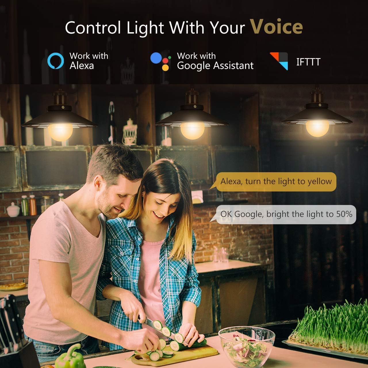 Gеt Sресіаl Prісе WiFi/Cloud Enabled Smart LED Bulb Alexa & Google Home Compatible Dimmable Multicolor & Multi-White RGBW 7W (60W Equiv.) E26/27 Voice & App Control Music Sync and Timer Control Several Bulbs w/ One App