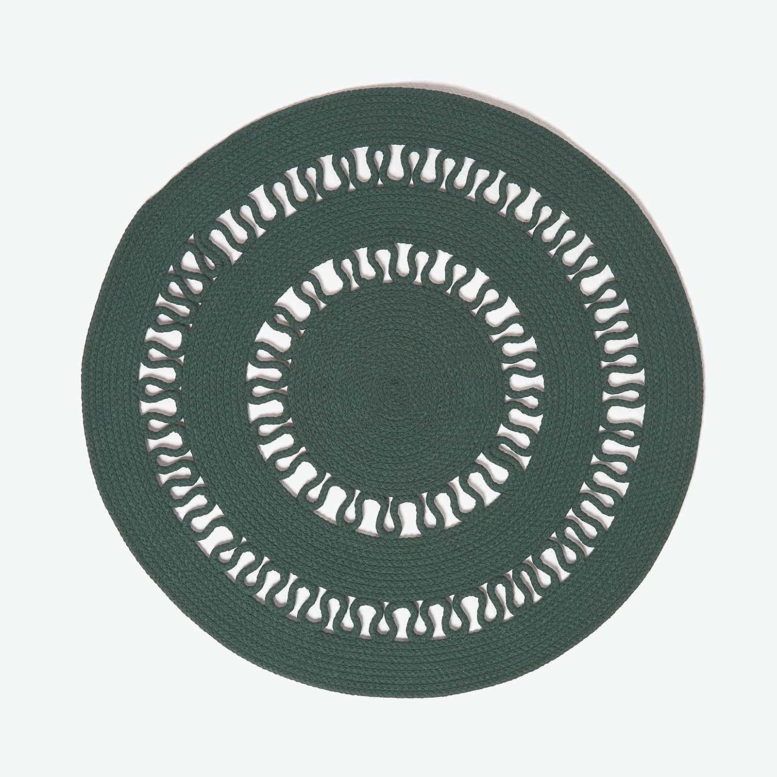 Homescapes Green Crochet Braided Rug - 90 Cm Round