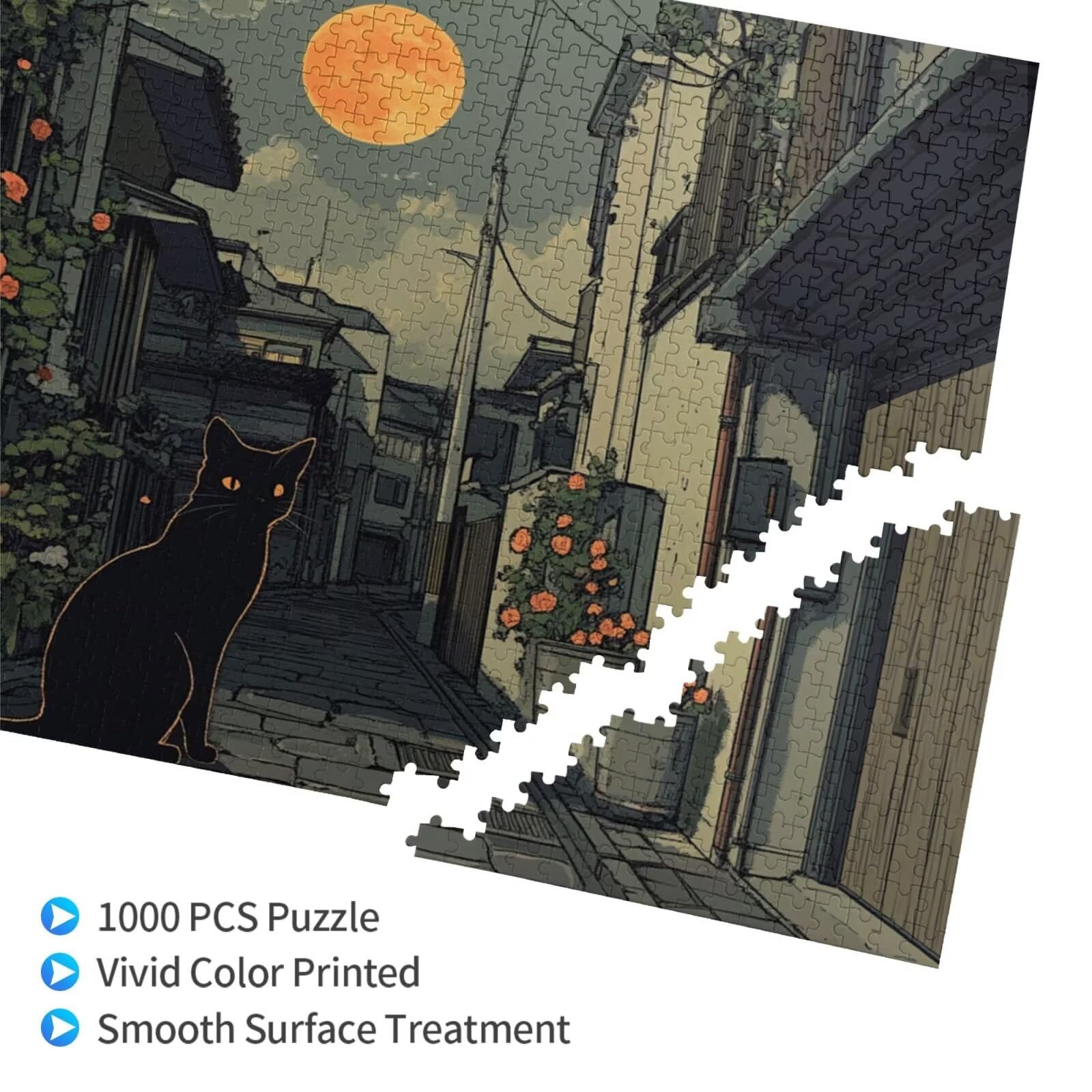 Puzzle kot, 1500 elementów, puzzle uliczne dla dorosłych, z pudełkiem na prezent, duże drewniane puzzle dla dorosłych, gra zręcznościowa dla całej rodziny, prezenty dla kobiet, 87 x 57 cm, 894y