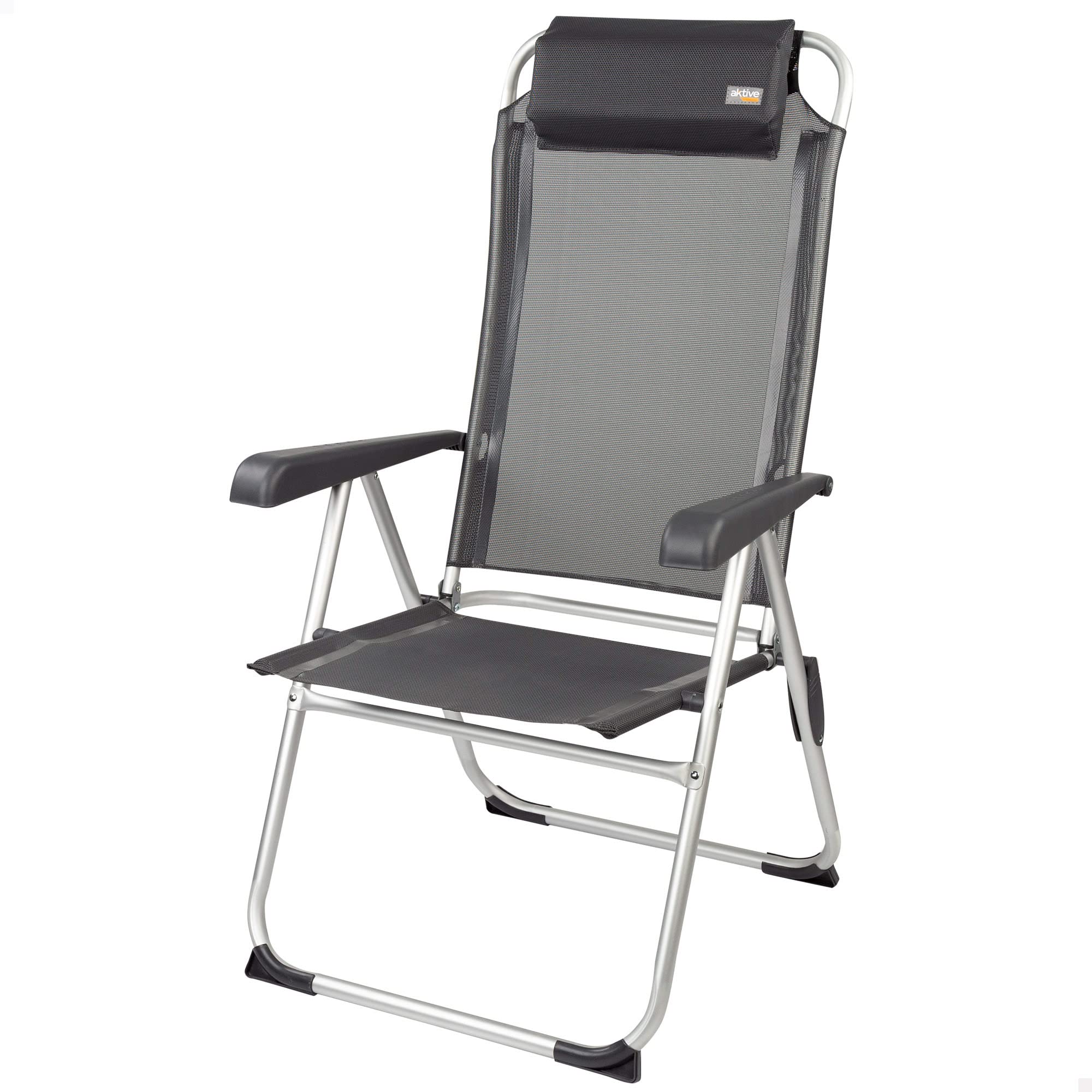 AKTIVE 52886 - Silla plegable camping con cojín reposa cabeza Medidas 44,5x55x103cm Fácil de limpiar y plegar Peso máx 110kg Incluye reposabrazos ergonómicos