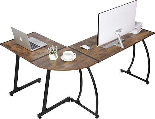 Miniatura 3 de Epetlover Escritorio en forma de L, escritorio de esquina para computadora, escritorio de juegos en forma de L, escritorio de trabajo para oficina