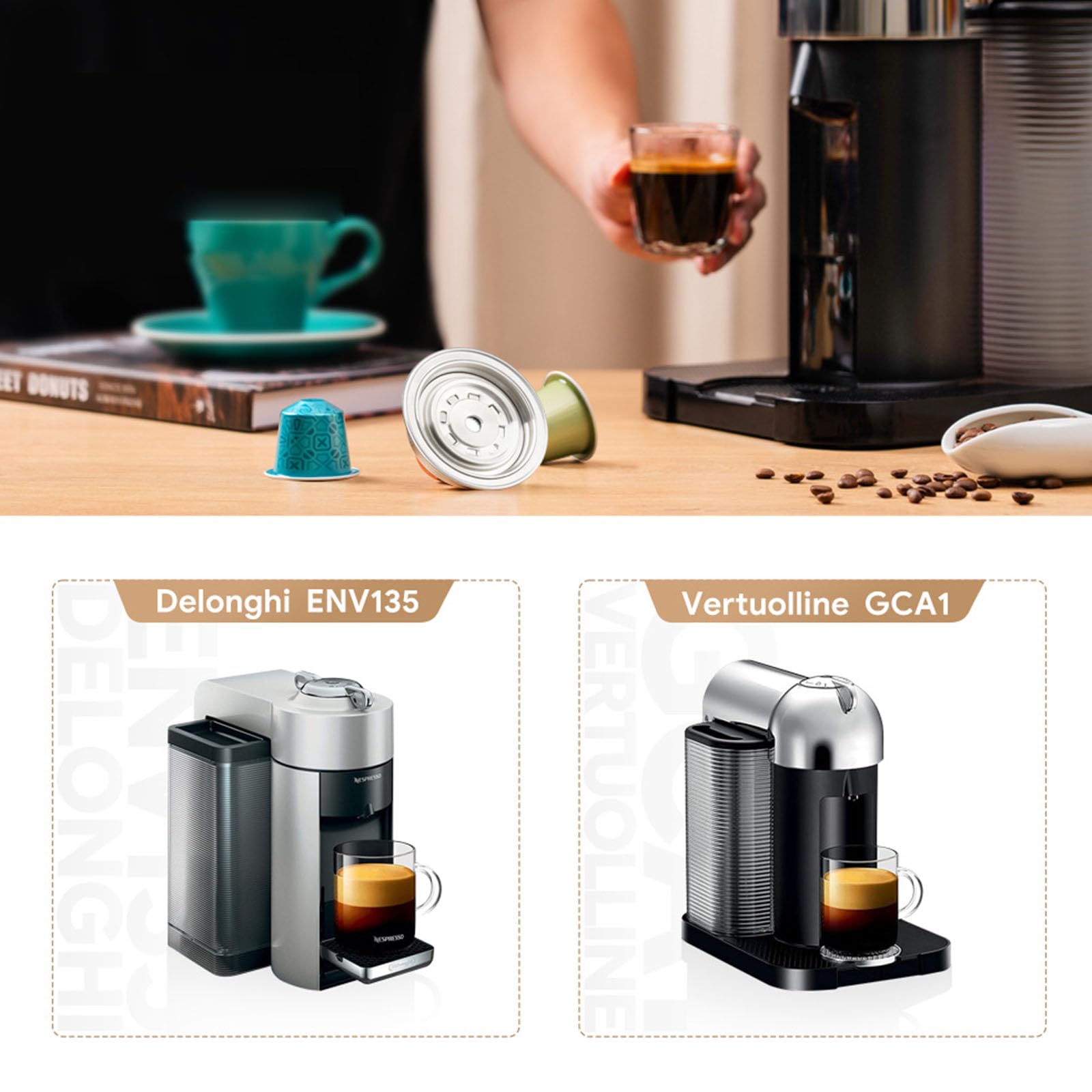 Filtro de café de acero inoxidable para próximo convertidor, cápsulas de café espresso, accesorios recargables, accesorios para fabricar