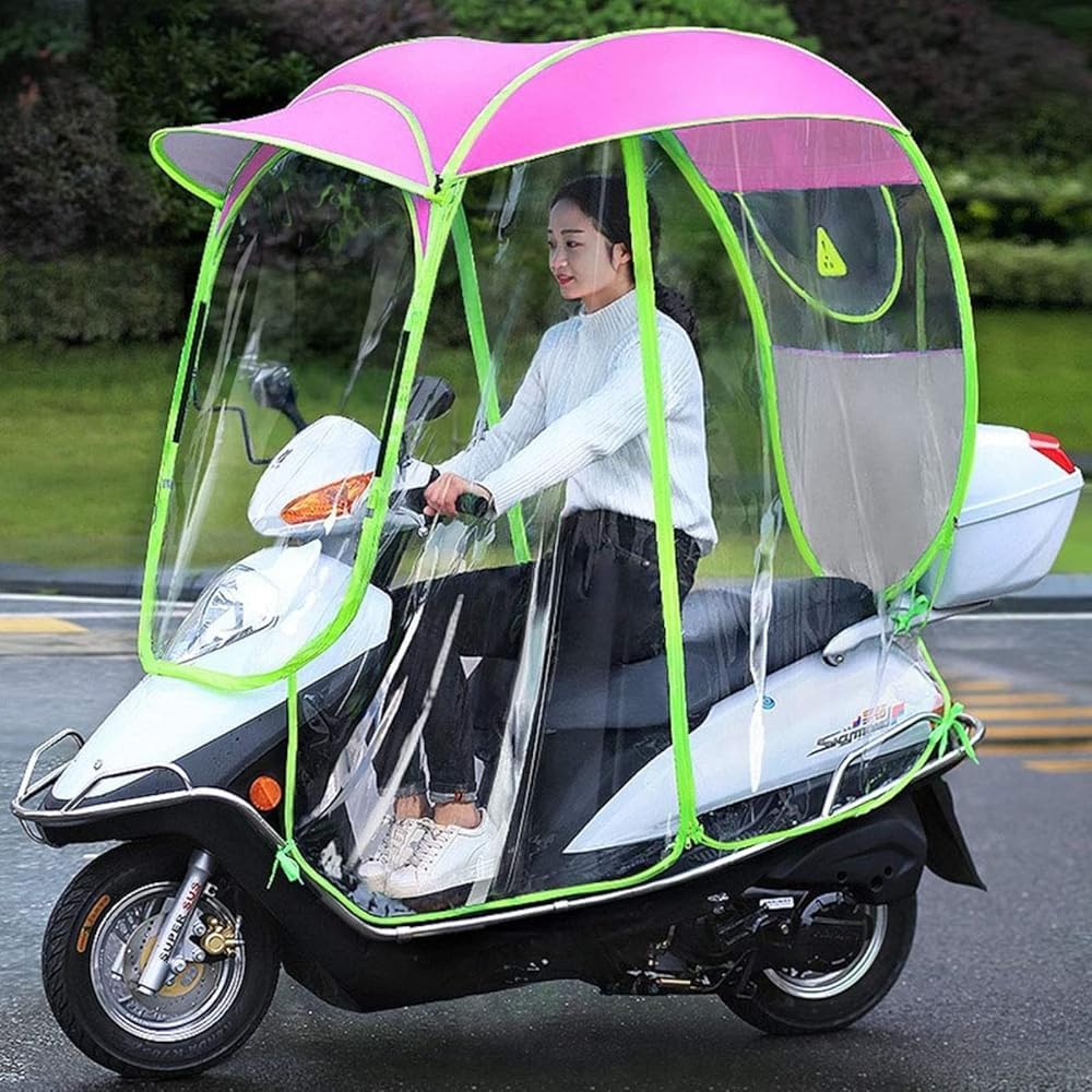 Parasol przeciwsłoneczny, mobilna ochrona przed słońcem, całkowicie zamknięty parasol przeciwsłoneczny do samochodów elektrycznych z odblaskowymi paskami i kieszeniami (rozmiar: B, kolor: różowy)
