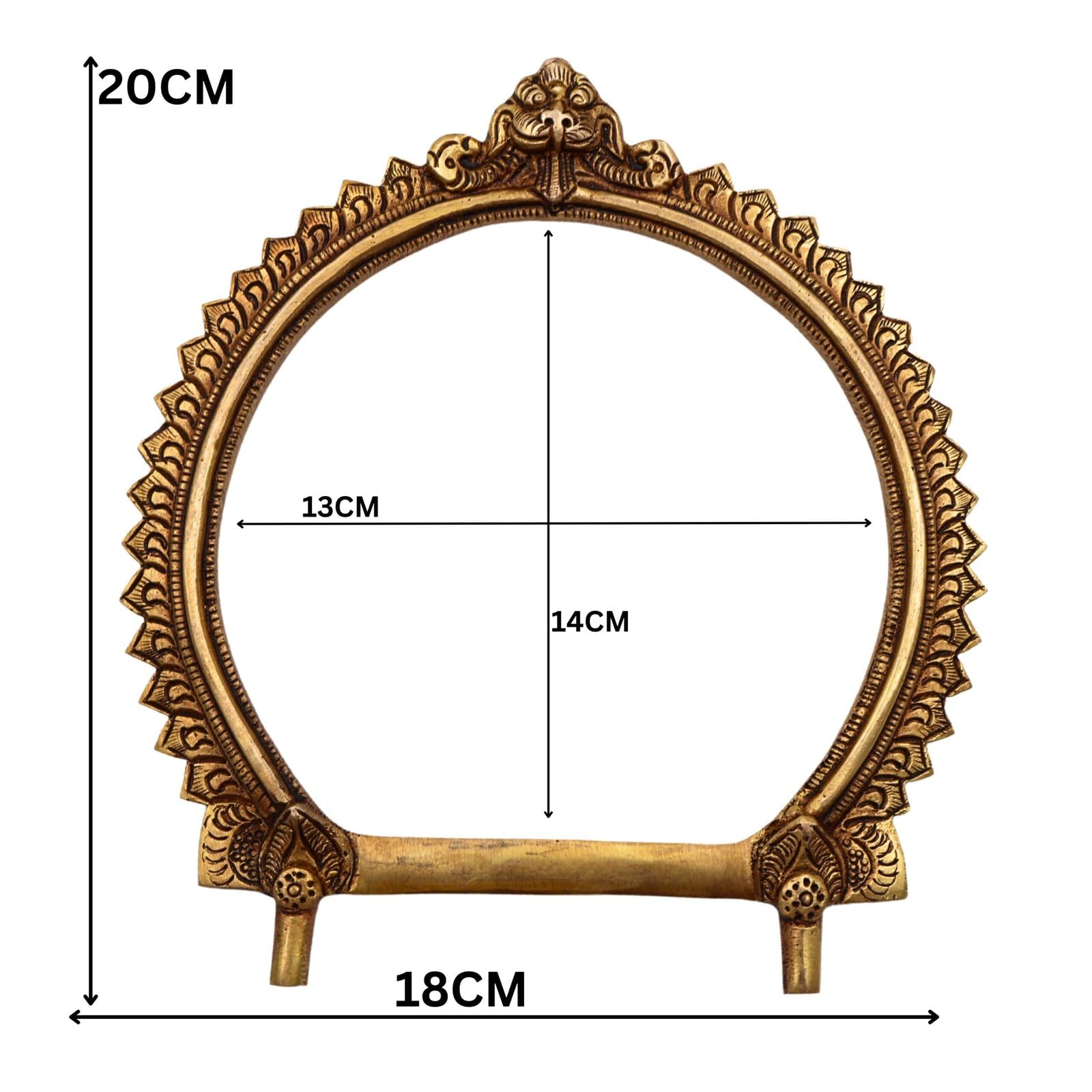 Bhunes Brass Prabhavali Arch Frame Tiruvachi Kirtimukha Prabhawali Prabhaval Deity Idol Backdrop Pooja Temple Wall Hanging Spiritual Decor Traditional Mandir Decoration Brass Gold 8 Inch 1 Piece 4