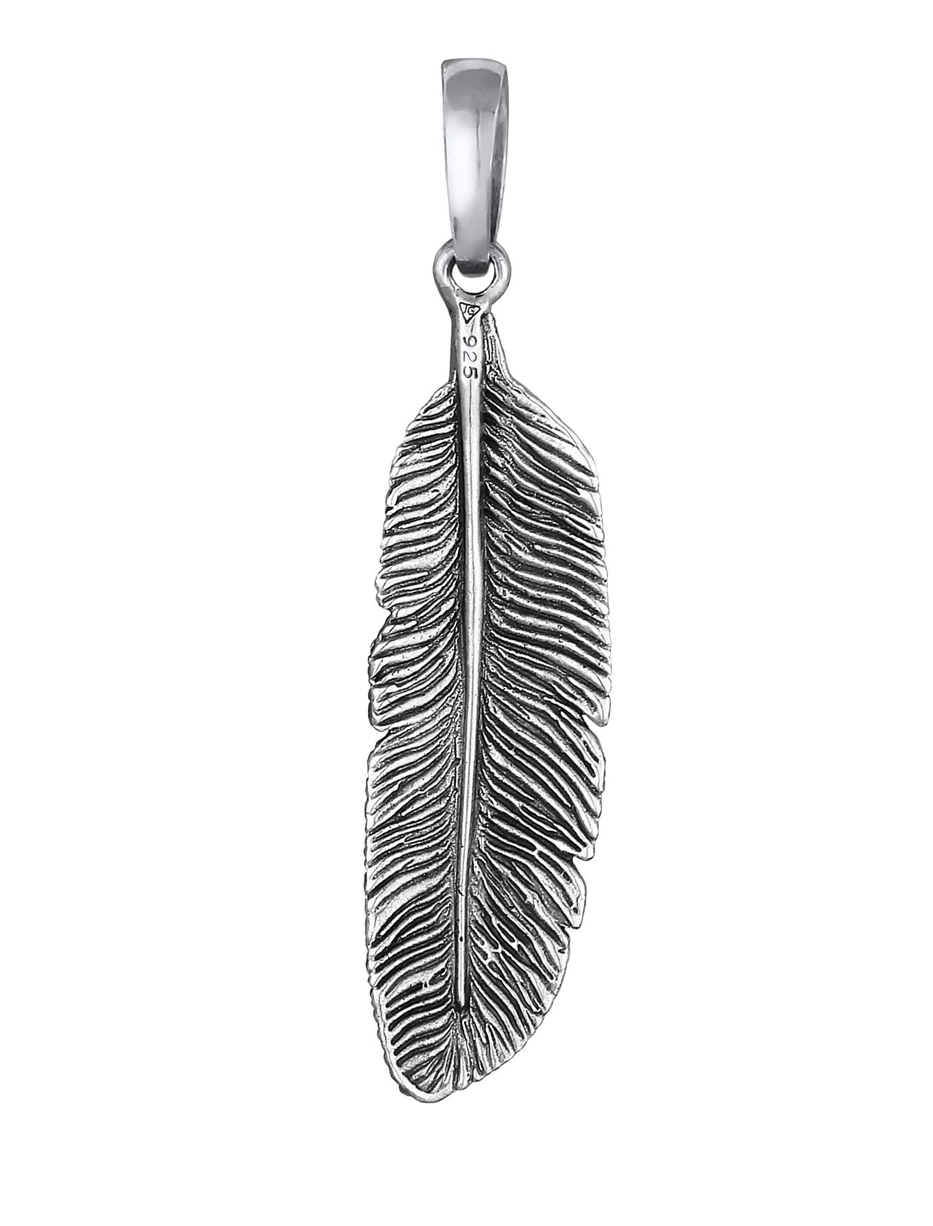 Kuzzoi Ciondolo a forma di piuma d'angelo in argento sterling 925 massiccio, 41 mm, per collane da uomo, accessorio esclusivo