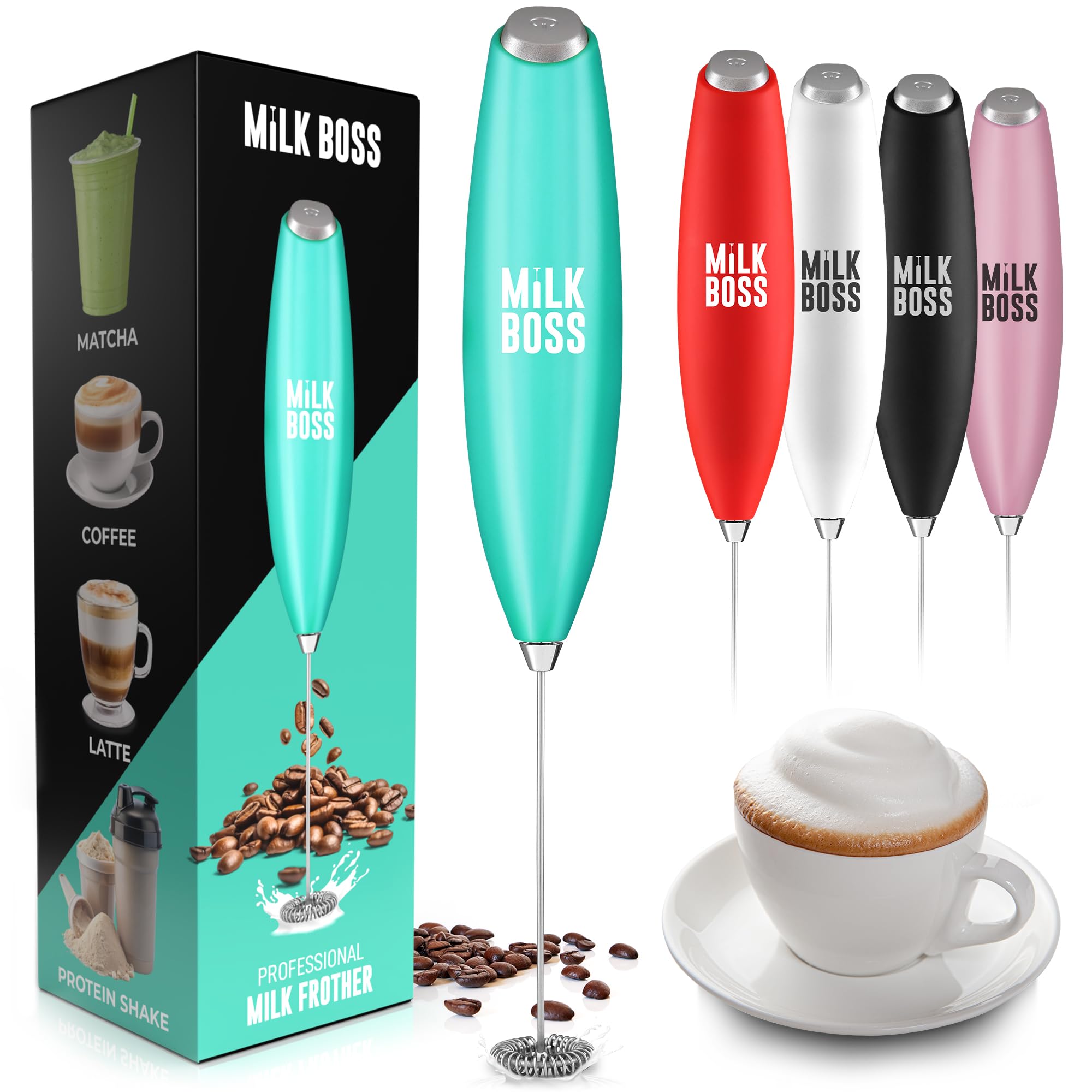 Milk Boss Matcha Whisk - Handheld Electric Matcha Frother & Drink Mixer - Durable Stainless Steel Blender