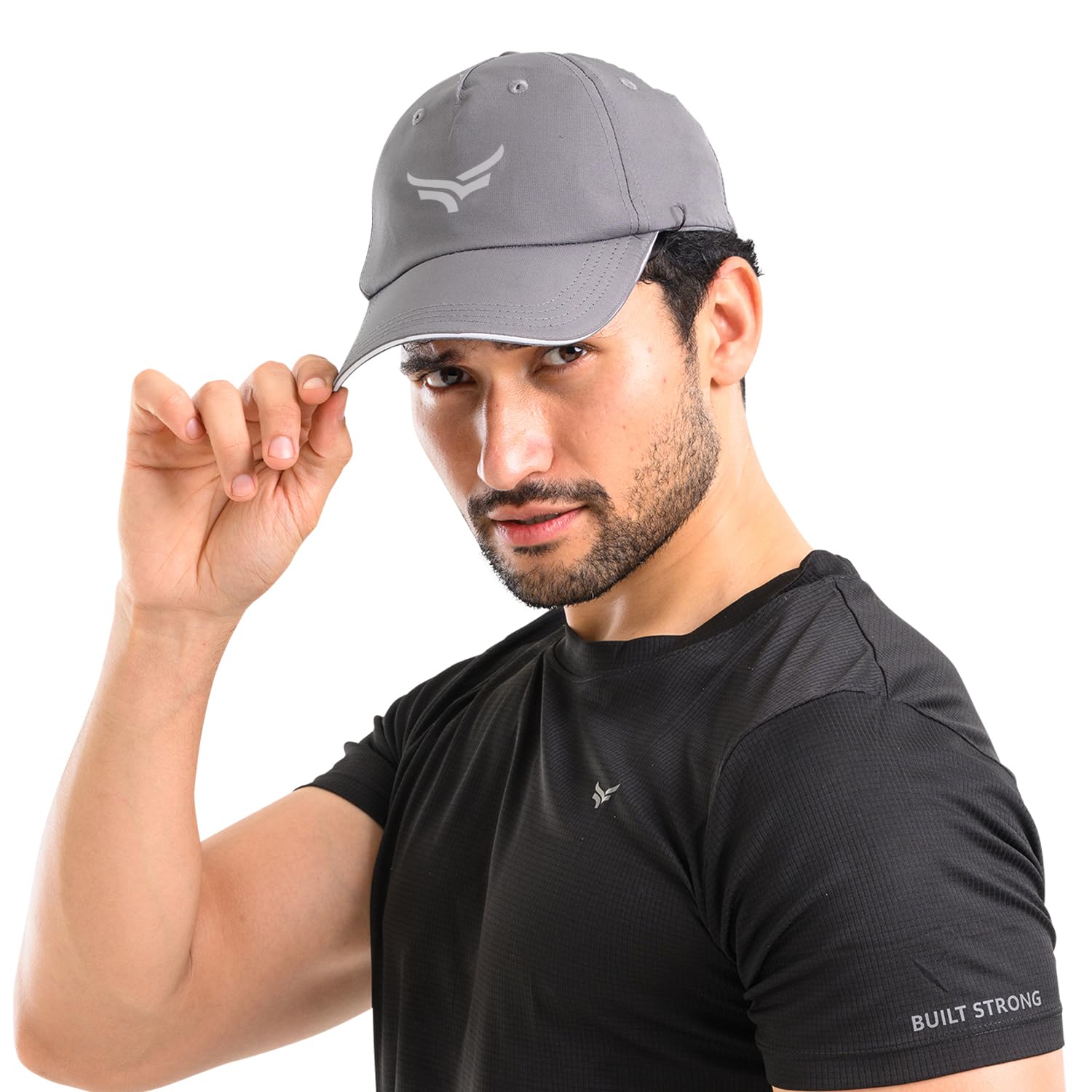 XTRIM Unisex Sports Cap with Adjustable Strap, Breathable Summer Cap for Running, Cycling, Training, Gym & Outdoor Activities, Lightweight Quick-Dry Baseball Headwear with Air Vents (Grey)