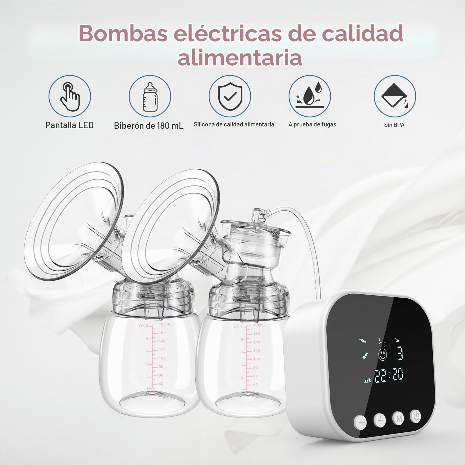 Sacaleches Eléctrico Portátil,Doble Extractor de Leche con 4 Modos y 9 Niveles de Succión,Recargable,sin BPA para viajes y hogar