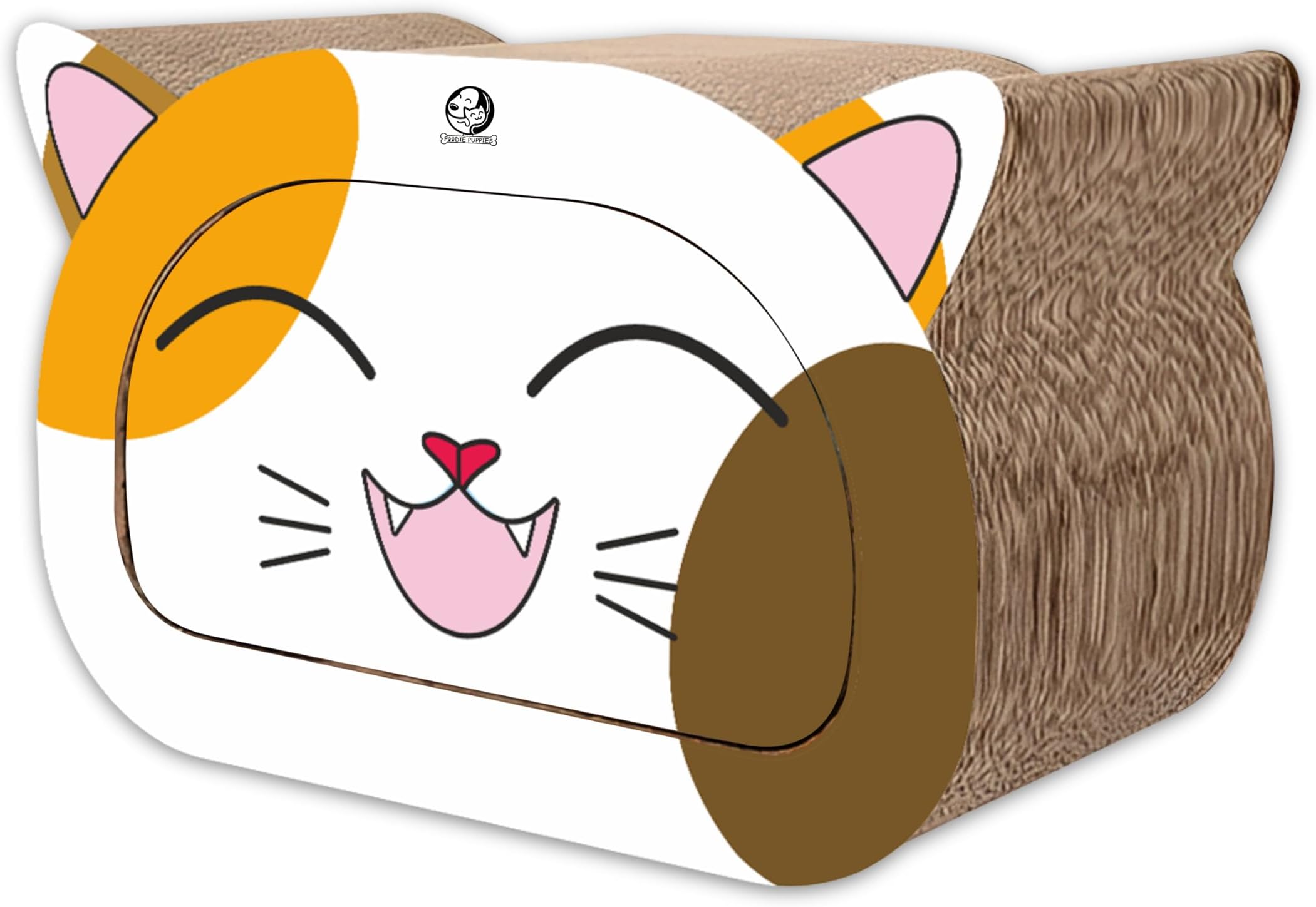 Cardboard Scratch Pads with Catnip for Cats and Kittens - (Smiley Meow Scratcher) | Cat Durable Play Post for Indoor, Cats Corrugated Scratcher Box for Furniture Protection