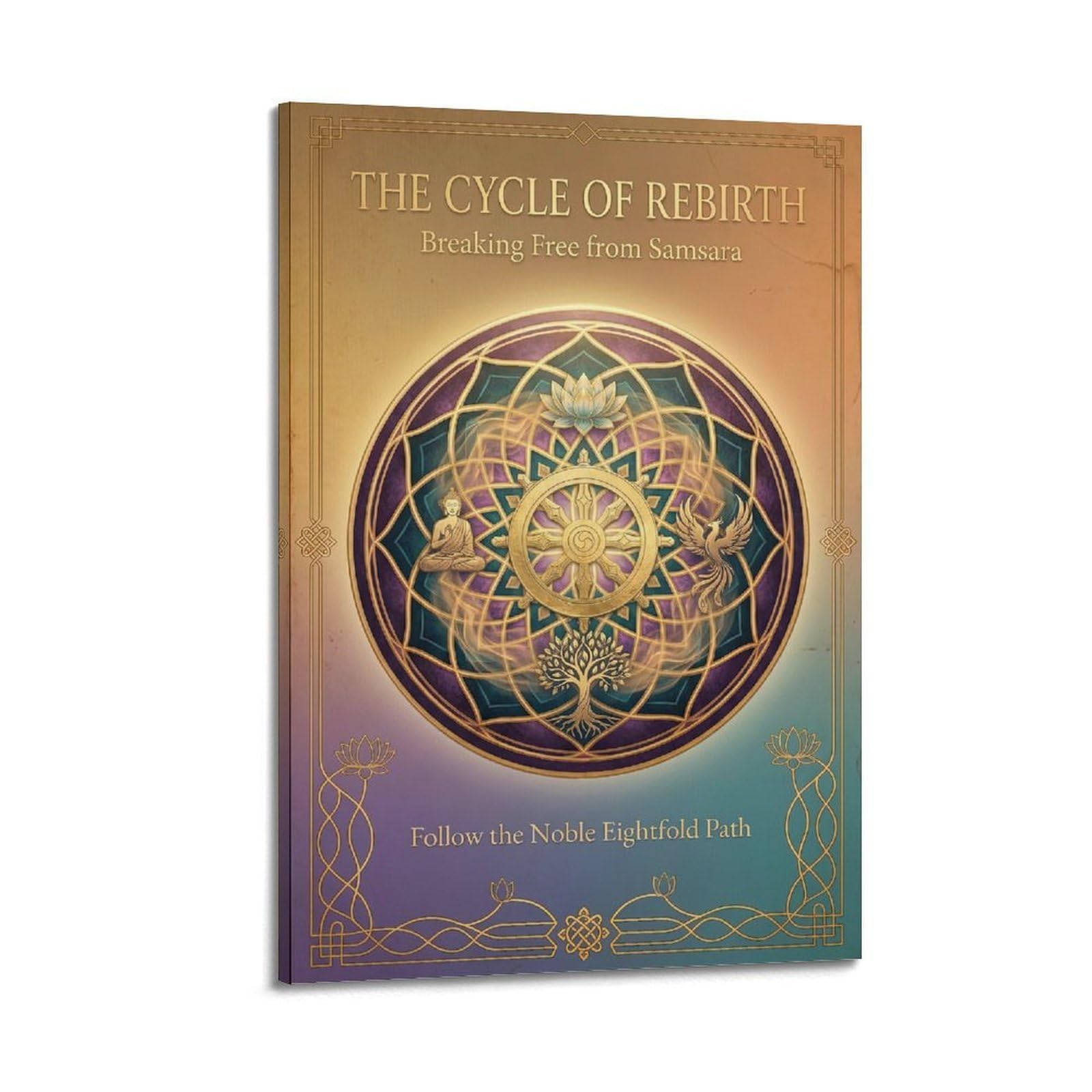 OKNGB Buddhist Samsara Poster Cycle of Rebirth Mandala Decorative Painting Canvas Art Picture 24x36inch(60x90cm)