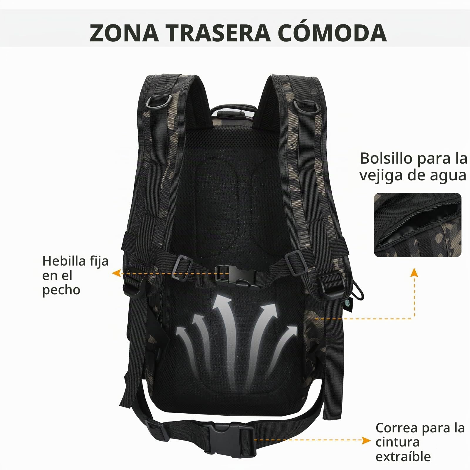HUNTVP Mochila Militar 30L Tactica Mochila Hombre Molle Impermeable para Caza Viajar Las Actividades Aire Libre Senderismo