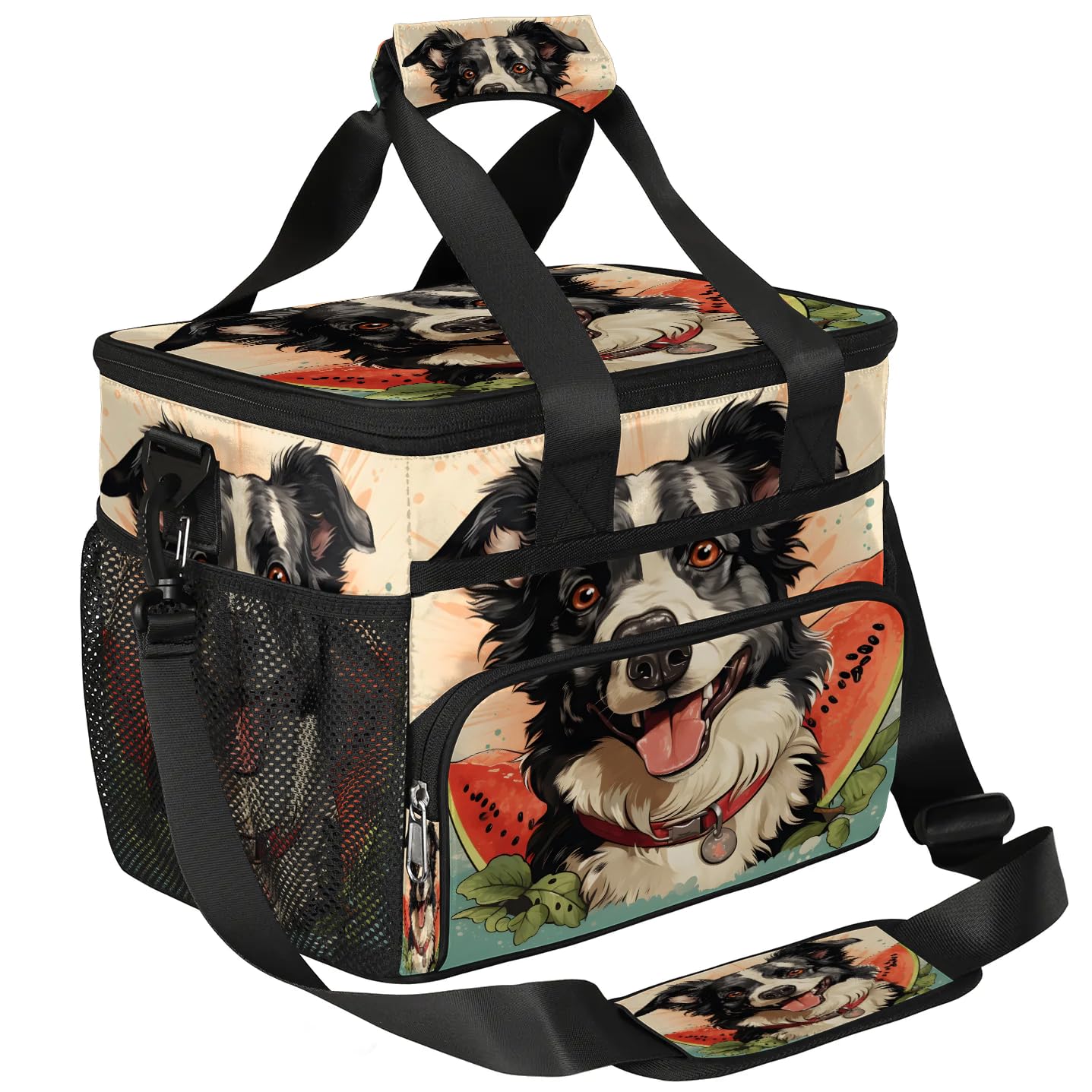 Lunch Box for Men Heavy Duty Insulated Lunch Bag for Women Watermelon Dog Border Collie Lunchbox for Adults