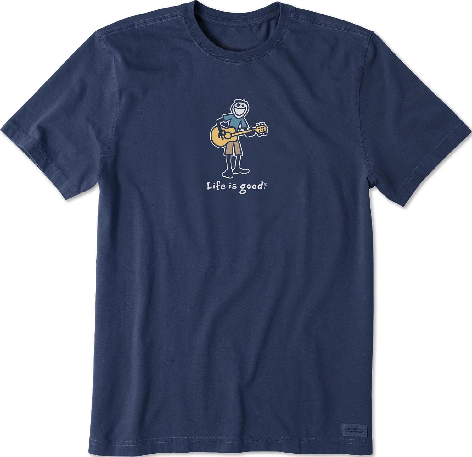 Life is Good. Men's Guitar Jake Crusher Tee, Darkest Blue
