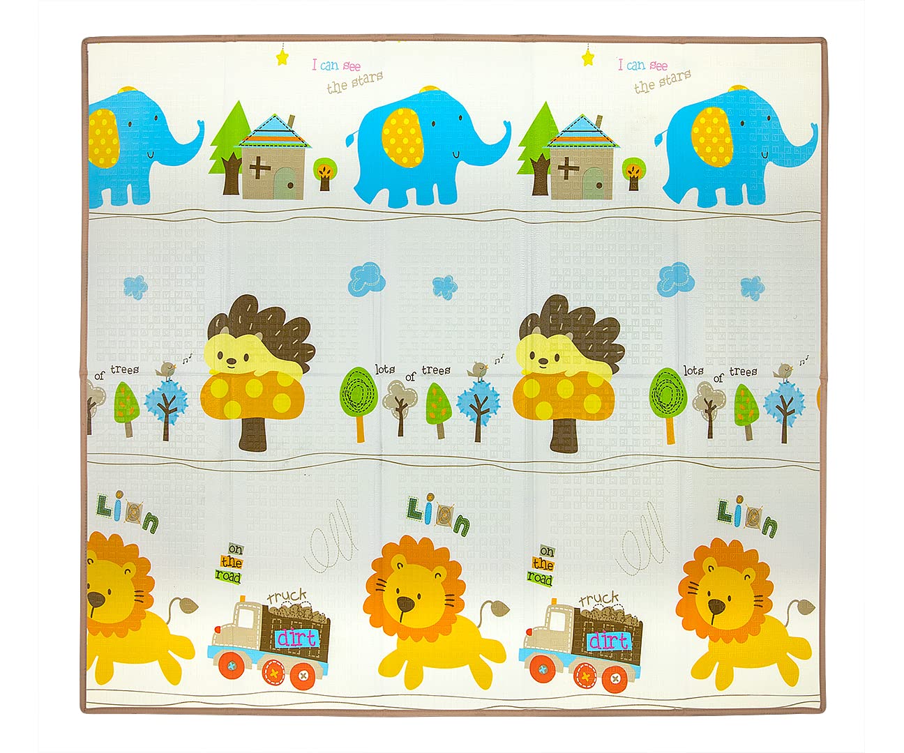 Milly Mally PLAY Schaumstoffmatte, Krabbeldecke, klappbar, Spielmatte für Kinder, doppelseitig, 197 x 177 x 1 cm, XPE-Material, wasserfest, ungiftig, antiallergisch, rutschfest Deer T1