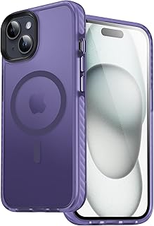 DASFOND Magnetic Designed for iPhone 15 Case, Compatible with Magsafe, Military Grade Drop Protective with Shockproof Strip, No Yellowing and Anti Fingerprint Case for iPhone 15 6.1'', Purple