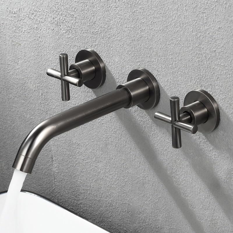 Mitigeur mural encastré 3 trous rétro noir pour lavabo et vasque de salle de bain