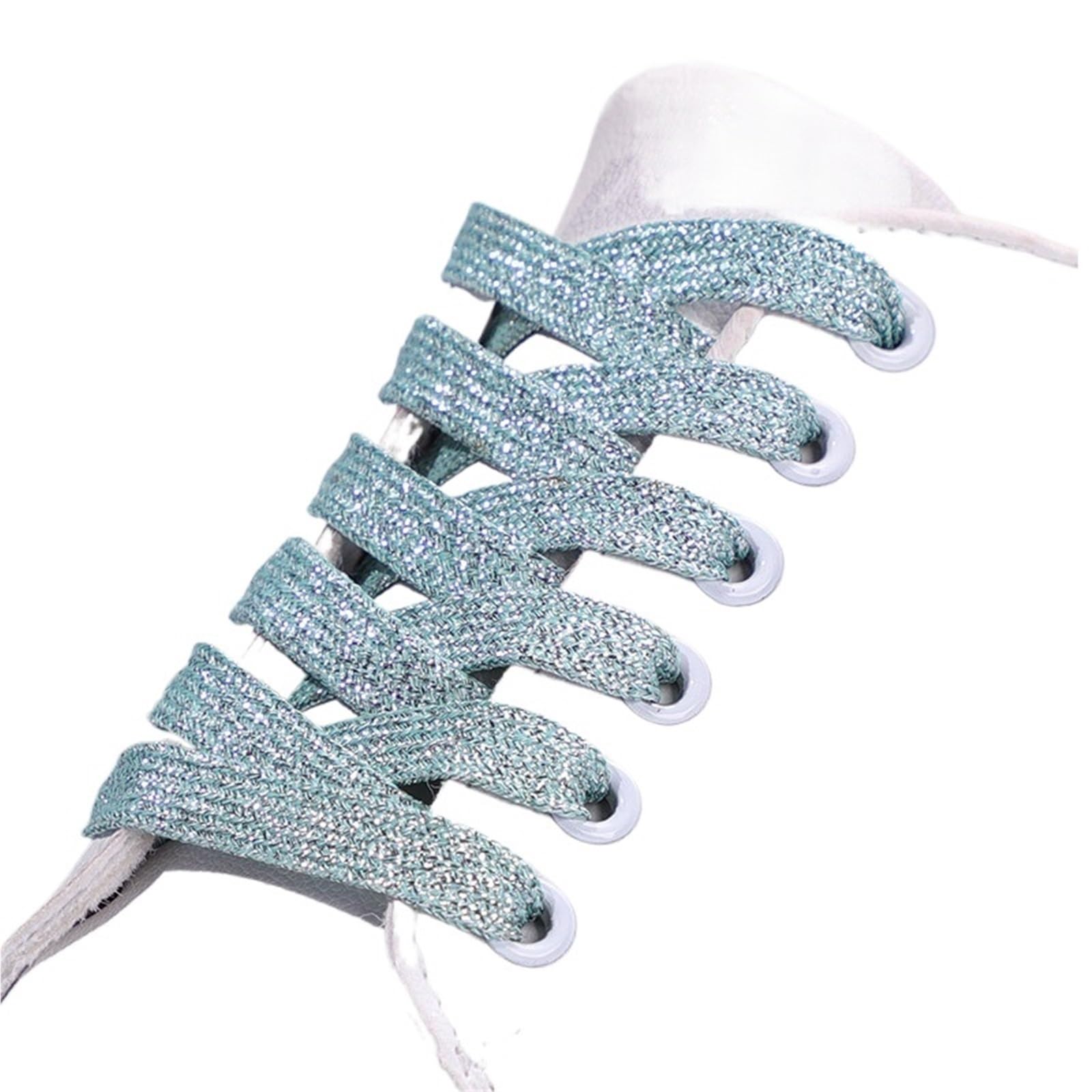Lot de 10 paires lacets plats à paillettes for chaussures sport, course, bottes Pour Baskets(Mint Green,120cm)