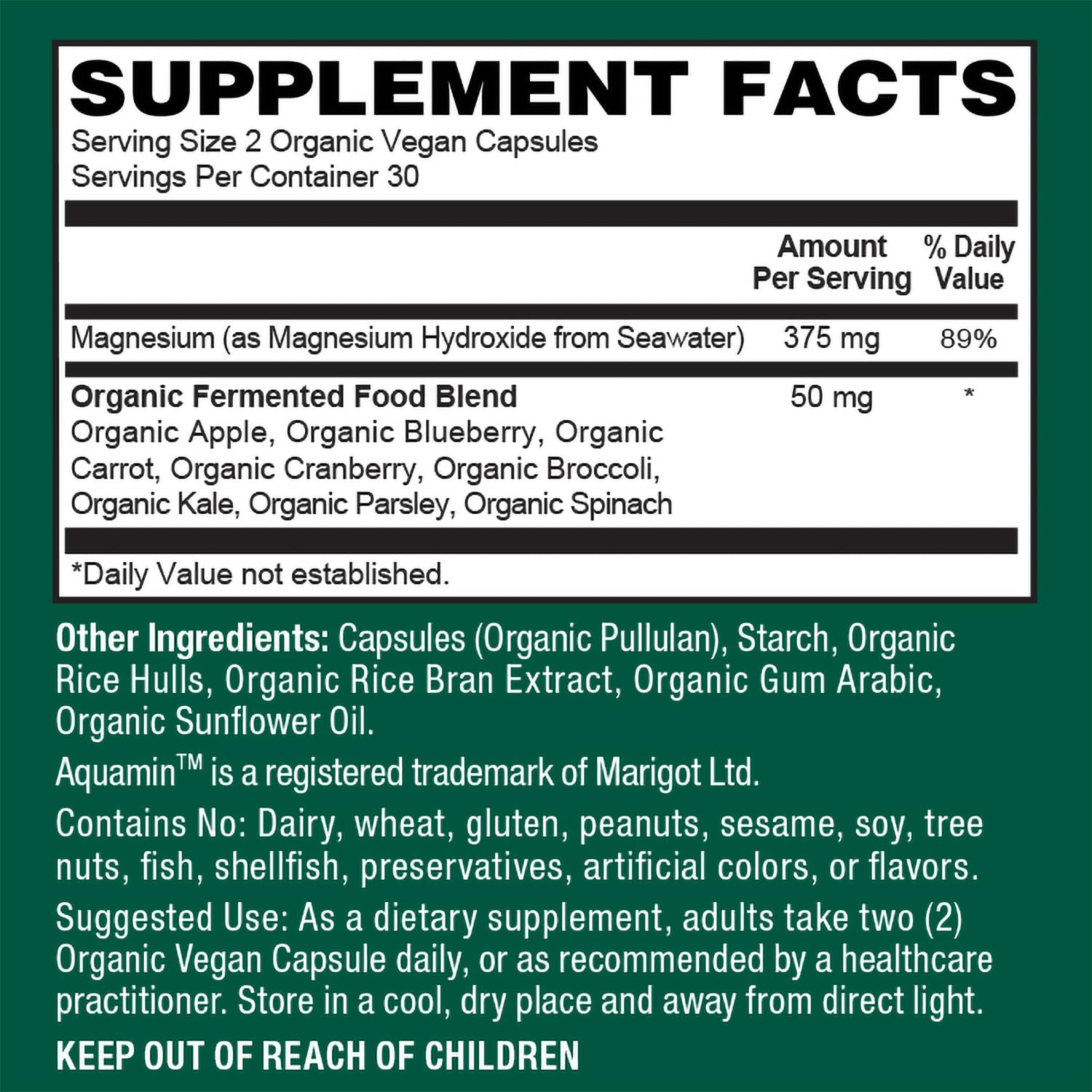 PlantFusion Vegan Magnesium Complex 375mg from Sea Water, Bioavailable Marine Magnesium with Fermented Organic Whole Food Blend, Non-GMO, Muscle & Relaxation Support, 60 Cap — Amazon image 5