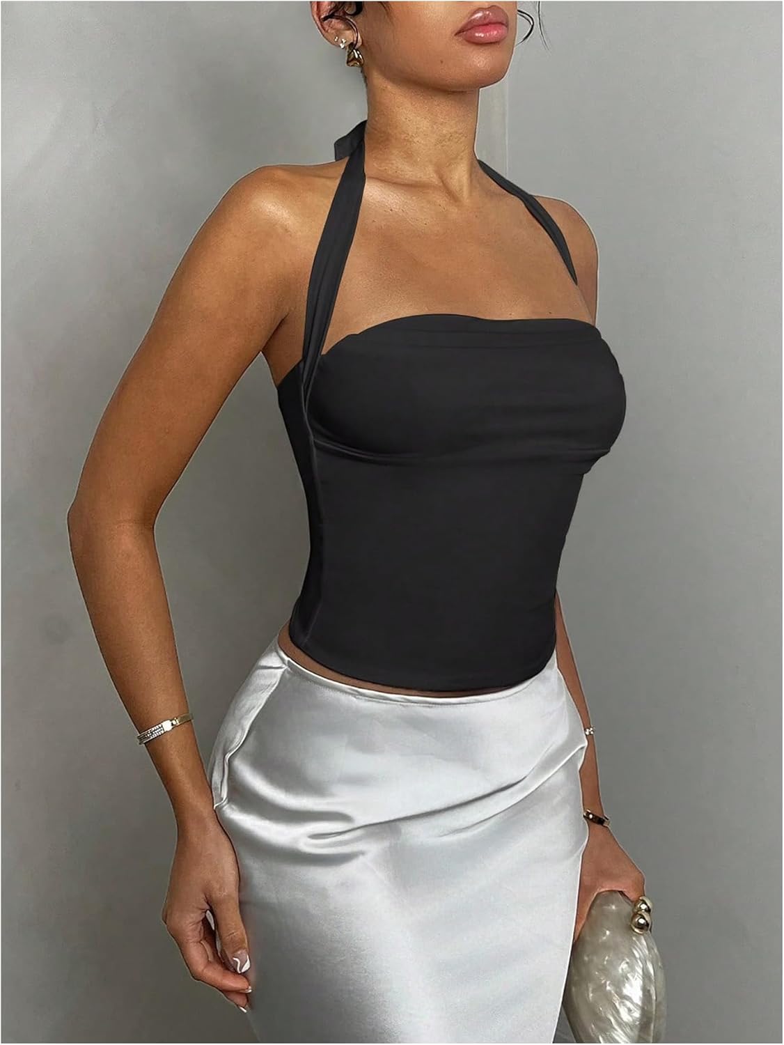 SOLY HUX Women's Halter Tops Sleeveless Tie Backless Sleeveless Going Out Crop Tank Top - Image 3