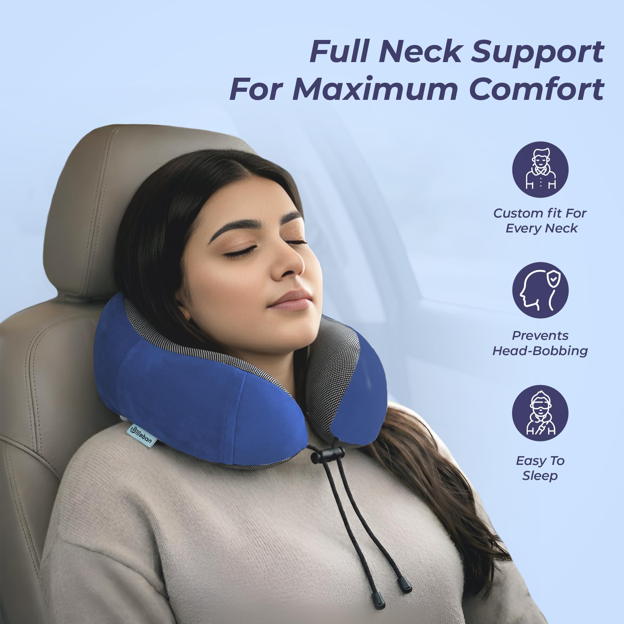 Billebon Memory Foam Neck Pillow - Travel Comfort -7