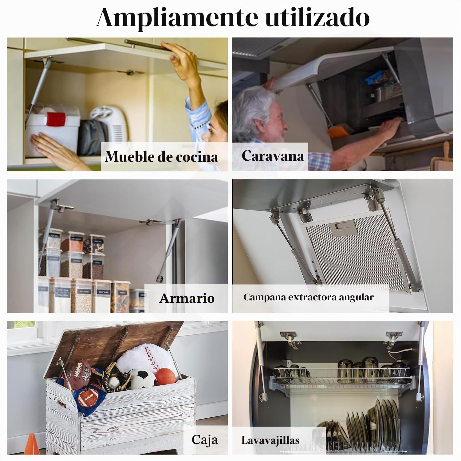 Pistones a Gas, 2 Piezas Amortiguador de Gas para Puertas Elevables 80N/8kg, Muelles de Gas, Bisagras Resorte para Muebles Cocina, Armario, Cajas, Caravana, con Tornillos
