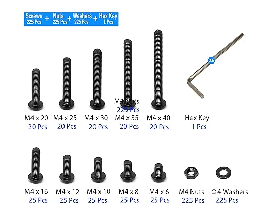 Miniatura 3 de iexcell Kit surtido de 450 piezas M4 x 681012162025303540 de acero de aleación de grado 10.9 de cabeza de botón hexagonal, tornillos de cabeza de