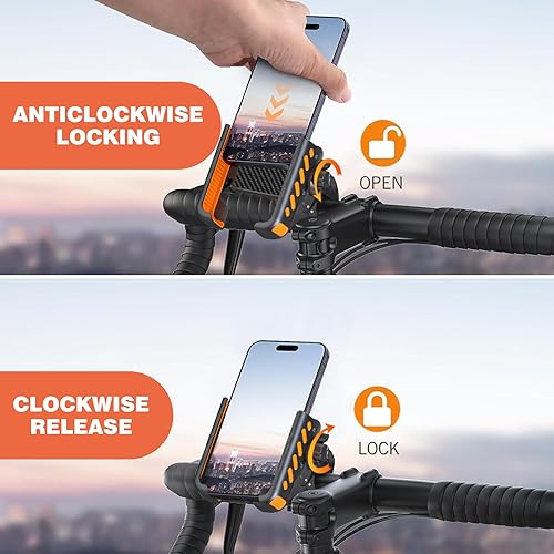 Miniatura 4 de Downhill 1 soporte para teléfono para bicicleta, antideslizante y antivibraciones, soporte de teléfono de motocicleta ajustable de 360 grados,