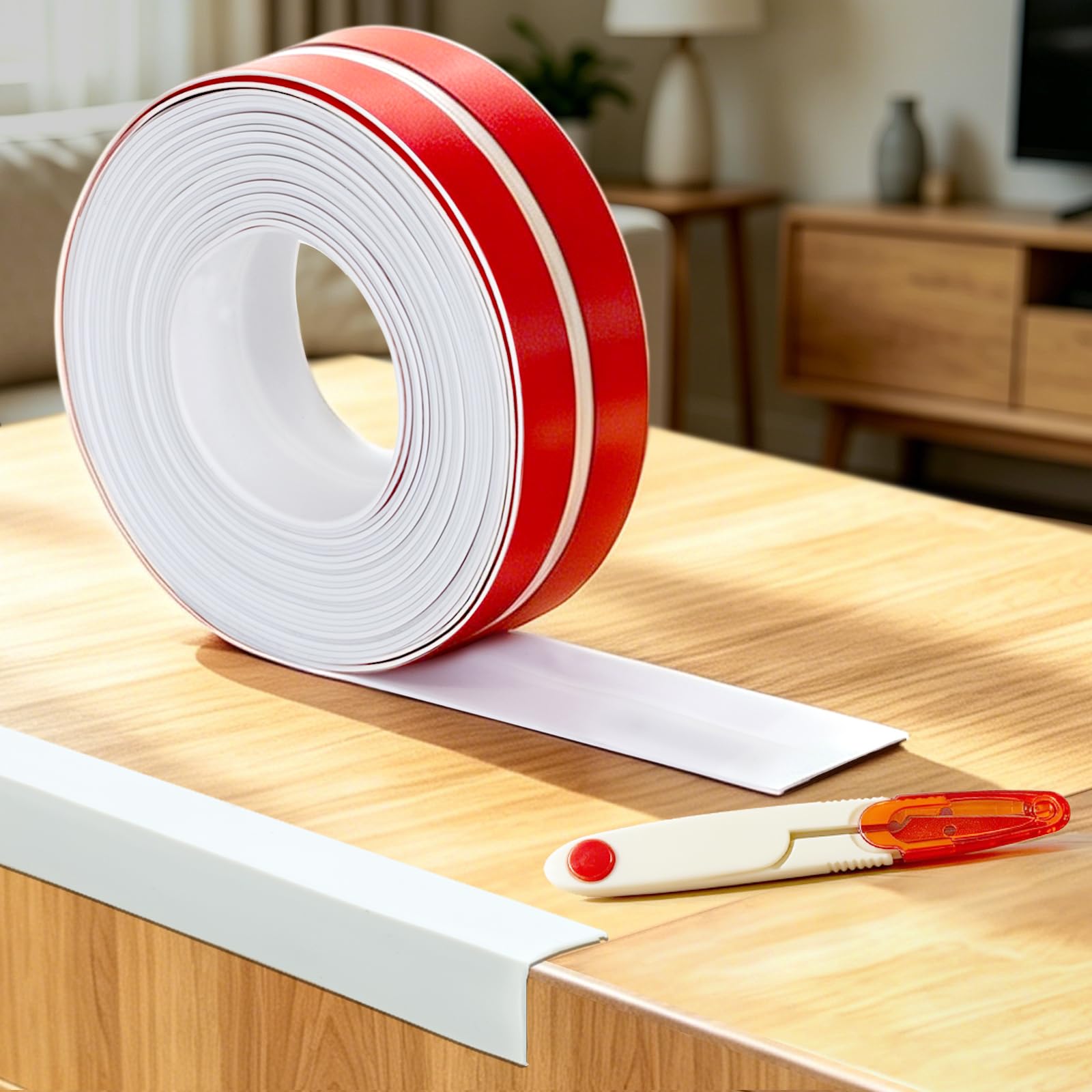 NETFLO Flexible Moulding Trim TPE Self Adhesive Corner Trim 5mx40mm Wall Corner Protectors White Tile Trims and Edgings Peel and Stick Moulding for Ceilings Tile Edges and Wall Corners — image 1