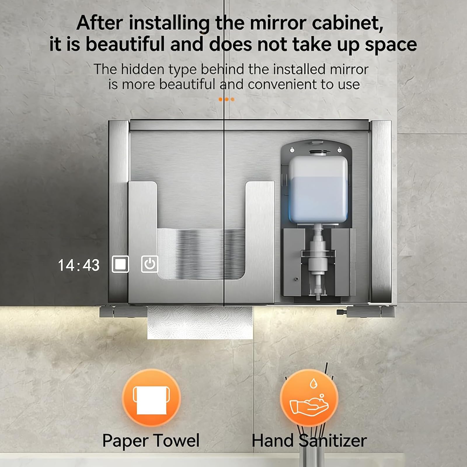 Dispensador automático de jabón 2 en 1 con soporte para rollo de papel higiénico, 1000 ml, para baño o cocina